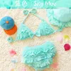 7colors Sweet Lace 0-24 month Baby Girl Swimwear +Cap, Toddler Swimsuit Bikini Two Piece Infantil Bathing Tutu For Babies 210529