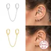 Hoop Huggie Aide 925 boucles d'oreilles en argent Sterling pour femmes rondes Micro Zircon gland chaîne boucle d'oreille Piercing pour les femmes bijoux