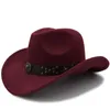 Basker klassiska kvinnor män ull chapeu western cowboy hatt vinter höst gentleman jazz cowgirl Sombrero hombre steampunk cap storlek 56-58cmberet