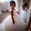 Princesse Champagne blanc robes de demoiselle d'honneur pure cou longue sangle appliques perles filles fête formelle robes d'anniversaire enfant en bas âge robe de reconstitution historique