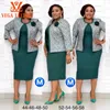 Women Plus Size Dress Africa Style Clothes Coat and Dresses For 2 Pieces Sets Spring Autumn Suits 220302