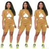 Women Designers Clothes 2022 tracksuits peach heart Q printed sports pants set two piece polyester textured printing ladies