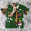 Camicie casual da uomo Oversize Green Graffiti WACKO MARIA Camicia Uomo Donna Hawaii Fashion Top Tees