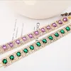 Łańcuchowe łańcuch złoty kolor Bracelet dla kobiet Crystal Rhinestone Tennis Link Banles Wedding Bridal Jewelry B021268E