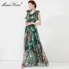 Moda desenhista vestido verão vestido de mulher espaguete floral-impressão férias chiffon 5xl plus size maxi vestidos 210524