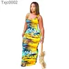 Kobiety Sukienka Designer Slim Sexy Tie Dye Bez Rękawów Midi Suknie Panie Wzór Drukowana Kamizelka Długa Spódnica 7 Kolory Plus Size S-5XL