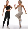 Abbigliamento sportivo di design Tute Fitness Abbigliamento da palestra Womens Bra Leggings Set di due pezzi Allineare gli abiti dei pantaloni Abbigliamento sportivo Atletico Abbigliamento elastico Set di allenamento per il mondo dello yoga