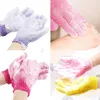 Duschbadhandskar Exfoliating Wash Skin Spa Massage Skrubba Body Scrubber Glove 7 Färger Mjuka Badhandskar Gift RRD12048