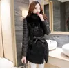 Mulheres Jaqueta de Inverno Mulheres Chegada Pele de Coelho Slim Casaco Quente Longo Elegante Outwear Mujer Parkas Plus Size 3XL Roupas Femininas 210625