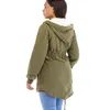 Femmes Windbreaker Jacket à capuche Velours d'hiver Velours Lâche Couleur solide Manteaux à manches longues Simple Mode Plus Taille Zipper Femmes Tops 210422