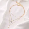 Fashion Butterfly Crystal Pearl Hängsmycke Halsband Ställa Clavicle Chain Layed Trend Collar Smycken