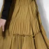 Jupe froncée vintage pour femmes taille haute patchwork midi tempérament jupes vêtements de mode féminine 210521