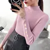 Women's Sweaters Half High Neck Woman Sweater Long Sleeve Slim Womens Pullover Korean Bottoming Shirt Short Thick Fall Winter Turtleneck