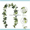 Dekorativa Blommor Kransar Festliga Tillbehör GardenArtificial Rose Flower Fake Vine Hängande Garland Ivy för Utomhus Bröllop Arch Garden Hom