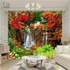 Landscape Curtain Cave Waterfall Living Room Bedroom Po Curtains 3d Simple Green blackout Curtain Ultra-thin Light Shading 210913