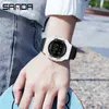 Sanda Luxe Sport Militaire Dameshorloges 5ATM Waterdichte Wit Mode Elektronische Horloge voor Vrouwelijke Klok Relogio Feminino G1022