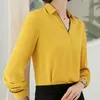 Professional Shirt Women Chiffon Temperament Long Sleeve Blouses Work Wear Spring Fashion V Neck Plus Size Formal Tops 210604