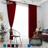 Plain Velvet Cotton Curtains for Living Room Bedroom Door Window Panel Blackout Curtain Drapes Burgundy Grey Black Coffee Brown 210712