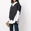 fashion notched collar blazer shirts woman long-sleeve autumn winter fake 2 piece tops ladies streetwear 210603