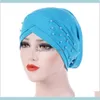Women Beads Elastic Turban Hat Muslim Chemo Cap Arab Hair Loss Head Scarf Wrap Cover Skullies Beanies Random Color Wv7Wz Beanieskull C Kzauz