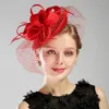 Nobel Black Feather Frauen Partyhut Netting Schleier bedecken das Gesicht Hochzeit Braut kurze Schleier Maske Damen formelle Anlässe Haarschmuck Kopfbedeckung Kopfschmuck AL8901