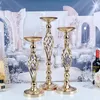 Candle Holders Elegant Gold/ Silver Flowers Vases Romantic Dining Table Centerpieces Flower Rack For Wedding Party Decoration