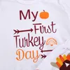 0-24M My 1st Thanksgiving Day Baby Boy Girl Clothes Set Cartoon Turkey Romper Pants Hat Outfits 210515
