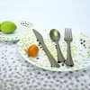 Disposable Dinnerware Party Supplies White Gold Paper Plates Tableware Sets For Birthday Graduation Fathers Day Christmas