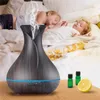 DEVISIB 400ml Diffusore di oli essenziali aromatici Grano del legno Umidificatore a nebbia fredda a 7 colori Luce a LED per ufficio Casa Camera da letto 210724