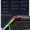 Coolcold RGB الألعاب كمبيوتر محمول برودة 12-17 بوصة، ستة مروحة قوس تبريد مع شاشة LED، دفتر بارد حامل منفذين USB AA220314