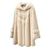 Kadın kürk kadın sahte paltolar bütün vizon orta uzunlukta kapüşonlu gerçek haining ceket kadın kış kıyafetleri