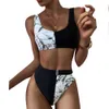 Ruuhee bikini badkläder kvinnor 2021 push up beach wear med pad hög midja bad kostym Biquini kvinnlig sexig kvinna baddräkt y0820