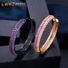 Designer Rainbow Red Purple Cubic Zirconia Big Round Black Gold Huggie Hoop Örhängen för Kvinnor Presentillbehör CZ564 210714