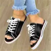 Women Summer Sandals Flats Shoes Woman Sexy Slippers Slides Lace Up Plus Size Denim Jean Sandalias Mujer G220218