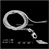 Catene Collane Pendenti 1Mm Collana con serpente placcato argento sterling 925 Chiusure per aragosta Catena di gioielli 16 18 20 22 24 pollici