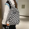 Mochila homens moda mulheres xadrez de nylon fêmea viagem dia laptop livro laptop schoolbags feminina escola casual mochila
