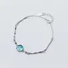 MloveAcc Charm-Armband aus echtem 925er-Sterlingsilber für Damen, Märchenblauer Kristall, Meerjungfrau, Tränenblase