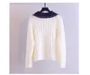 女性の秋のセーターとカーディガンは襟の白いニットボタンパールエレガントなカーディガンジャンパー210430