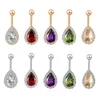 Acier chirurgical Piercing Bijoux Goutte D'eau Nombril Anneau Coloré Zircon Femmes Nombril Bars