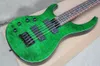 5 Dizeler Yeşil Solak Vücut Elektrik Bas Gitar Siyah Donanım, 2 Pickups, Özelleştirilebilir