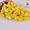 Fleurs décoratives couronnes en tissu jaune en soie artificielle têtes de fleurs de rose artificielle pour paquet de décoration de 50pcs4964692