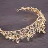 Forseven Gold Color Baroque Style Shining Crystal Tiara Crown de Noiva Bridal Bruid Bruiloft Haar Sieraden Accessoires