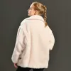 Winter Casual Solid Teddy Jas Vrouwen Losse stijl Dikke Warme Real Sheep Shearling Jacket Turn Down Collar Bovenkleding 211018