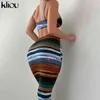 Kliou Impressioni Print Maxi Dress Women Sexy Camis Backless Bodycon Vestido Hot Female Body-shaping Streetwear Autumn Robe Y1204