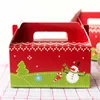 StoBag 20pcs Joyeux Noël Cupcake Papier Boîte Protable Avec Fenêtre Transparente Bonhomme De Neige Bonbons Chocolat Emballage Boîte Rouge 210602