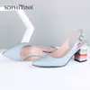 Sophitina Moda Letnie Sandały Kobiety Klamra Klasyka Kwadratowy Obcas Mieszany Kolory Sandały Szpilki Toe Party Women Shoes SC703 210513