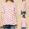 Women's T-Shirt Pregnant Women Maternity Clothes Casual T-Shirts Point Short Sleeve V Neck Tee Tops Loose Soft