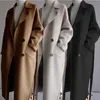 Damskie prochowce 2021 zimowe damskie jednokolorowe dwustronne wełniane płaszcze luźny dwurzędowy długi płaszcz