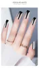 24 pcs espelho falso dicas de unhas curtas brilhantes punk metálico chapeamento unhas falsas quadrado quadrado destacável capa completa unha decoração