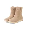 أحذية Cninesd Women Winter Flock Female Mid-Calf Shoes Pink Snow Plush Botas Mujer for